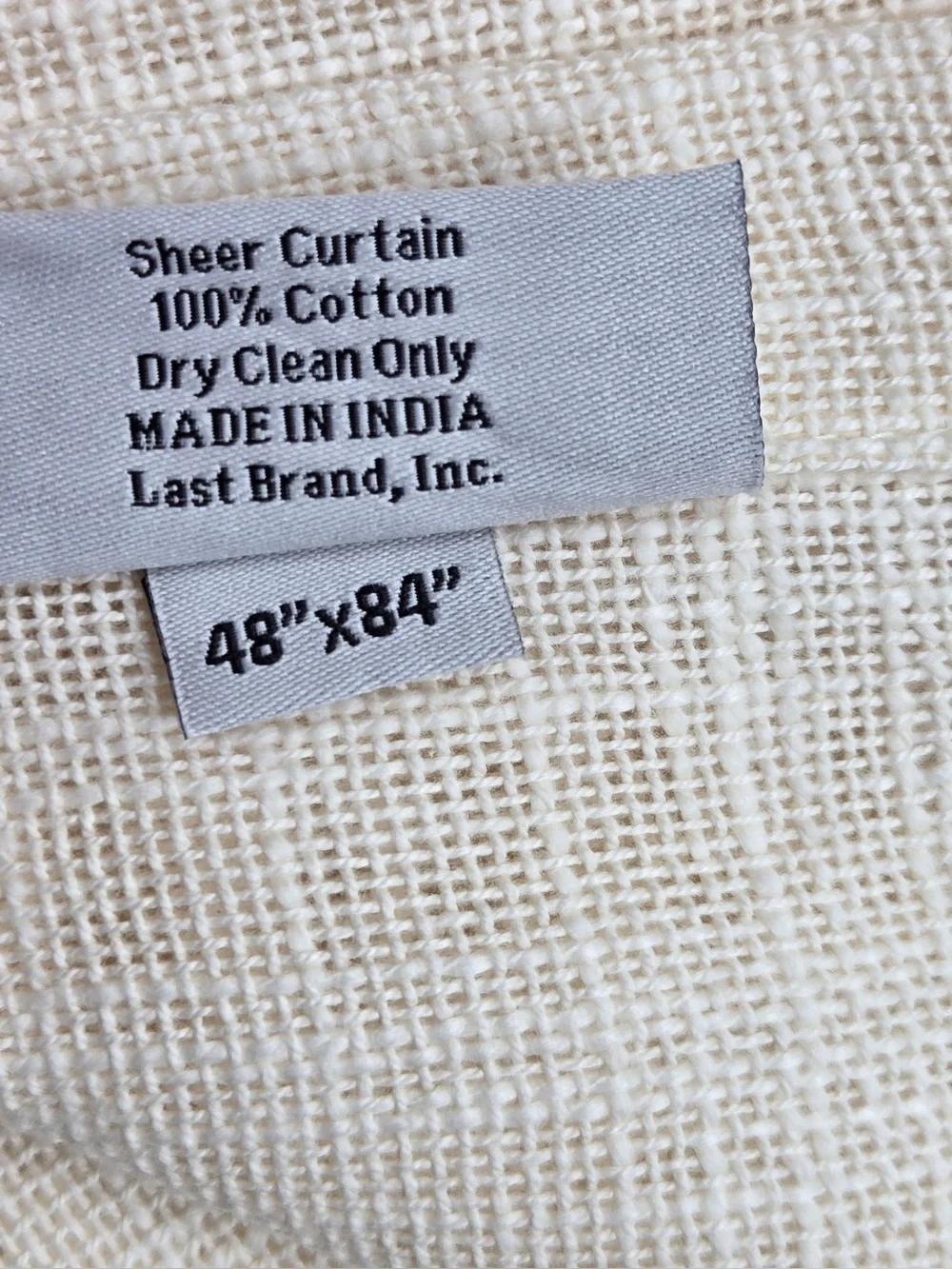 NWT QUINCE Set Of 4 48x84 Cotton Sheer Curtains Ivory 0850
